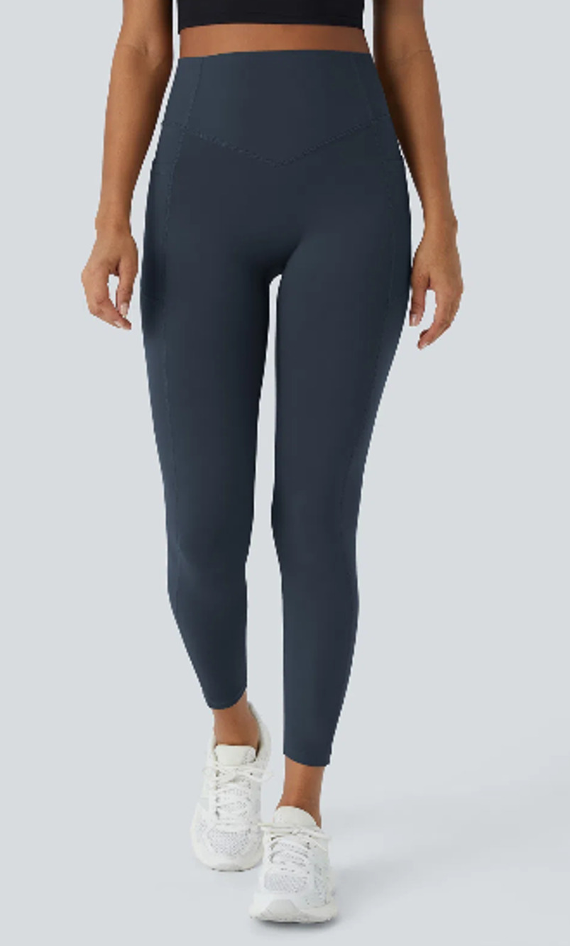 New Halara UltraSculp Tummy Control Pocket Leggings Blue M 7/8 Length
